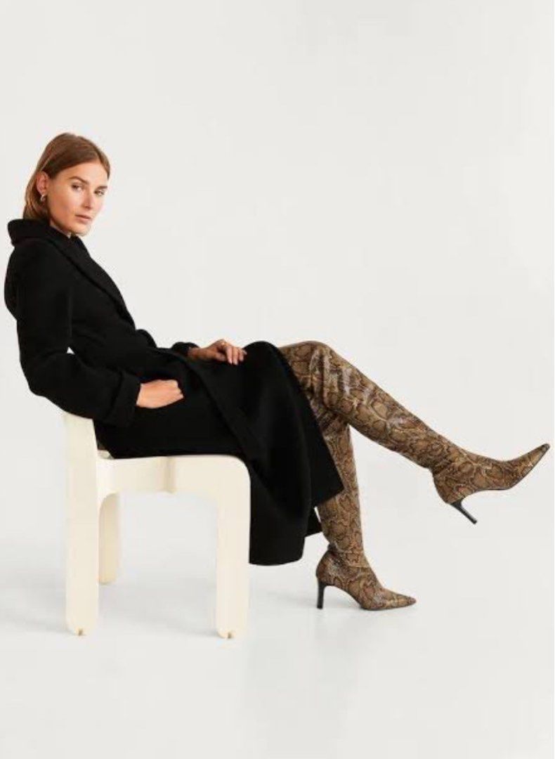 Snakeskin knee high boots mango sales