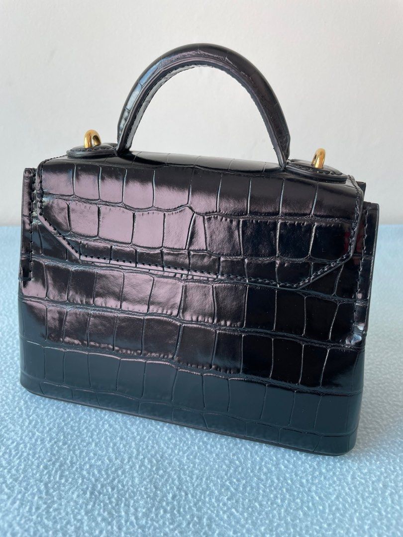 Mulberry Micro Seaton in Black Croc