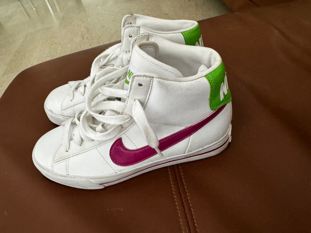 Nike Sweet Classic High Top Sneakers Pink Green White Women s 37.5 Women s Fashion Footwear Sneakers on Carousell