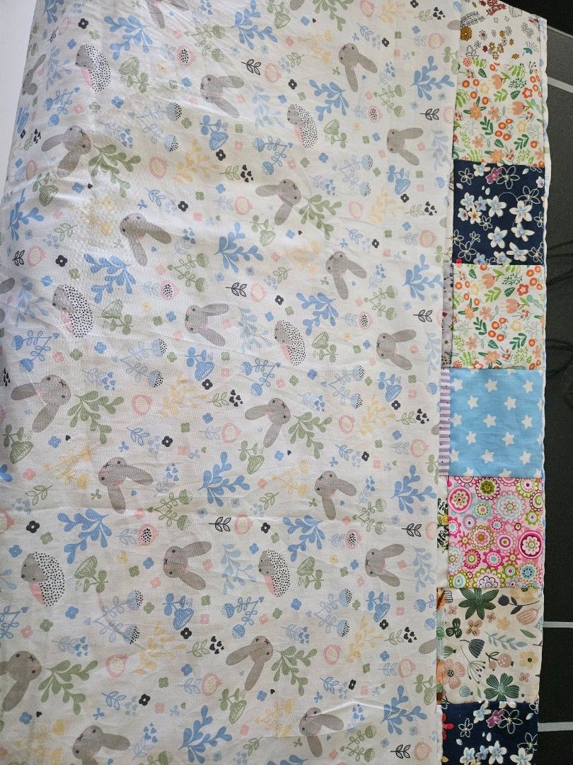 Patchwork Blanket (Category: Handmade Craft) located in Singapore. Submitted by babylurves (Listing ID 1323174957, Image 2). Description: customized blanket made up of 100 pieces of cloth patches symbolising care and blessing from many families. each blanket is 100% pure handmade. pm for more details and pricing available in different sizes 100cm x 100cm - $50 150cm x 150cm - $70 180cm x 180cm - $100 200cm x 200cm - $130 slight variance of +/- 2 