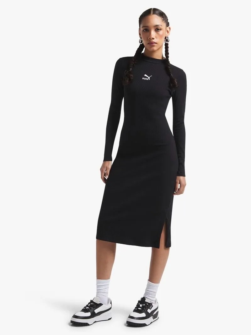 Puma Ribbed Long Sleeve Black Dress, Women's Fashion, Dresses \u0026 Sets,  Dresses on Carousell