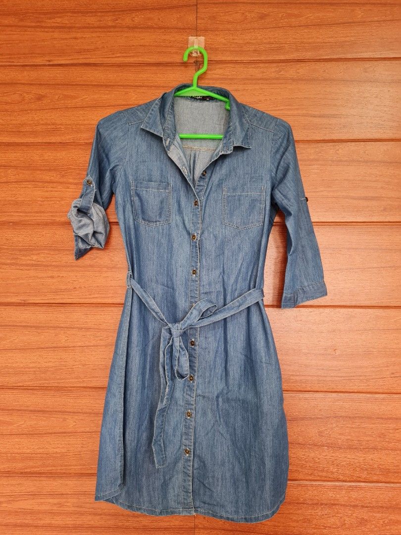 Red girl denim dress on sale