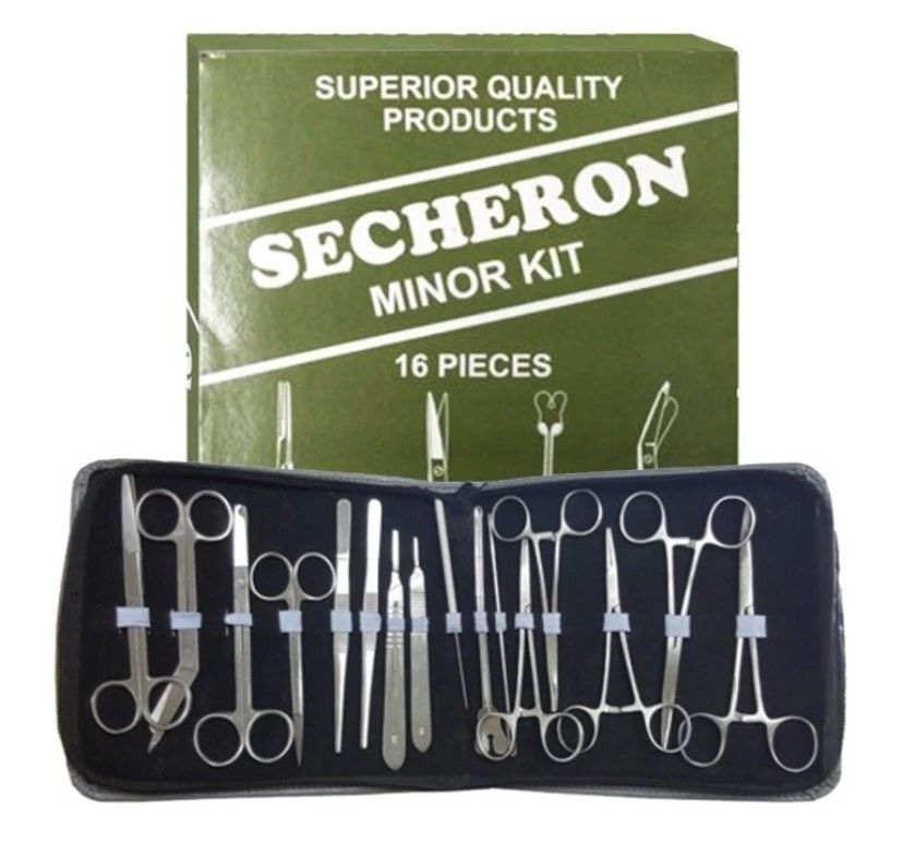 Secheron Minor Kit 16pcs (Category: Medical Supplies & Tools) located in Pasay City. Submitted by dunkinn (Listing ID 1323211984, Image 1). Description: Secheron Minor Kit 16pcs Complete set.