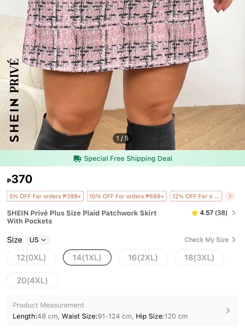 SHEIN Plus Pink Plaid Skirt Women s Fashion Bottoms Skirts on Carousell