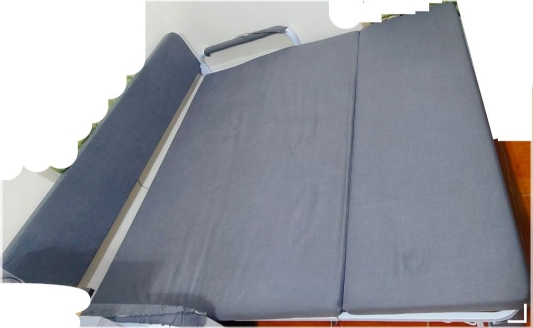 Sofa King Size Bed with Storage (Category: Sofas) located in Bacoor. Submitted by shopeeph01 (Listing ID 1323236671, Image 2). Description: Sofa Bed with storage Foldable 3 in 1 King Size Sofa Bed. It's a 4 seater sofa and king size bed in ONE, with storage. Slight used lang kaya super brand new. Never had issues. AS IS WHERE IS. Pickup by the buyer thru lalamove/transportify (payment shoulder by the buyer). For serious buyer only. For only Php 9