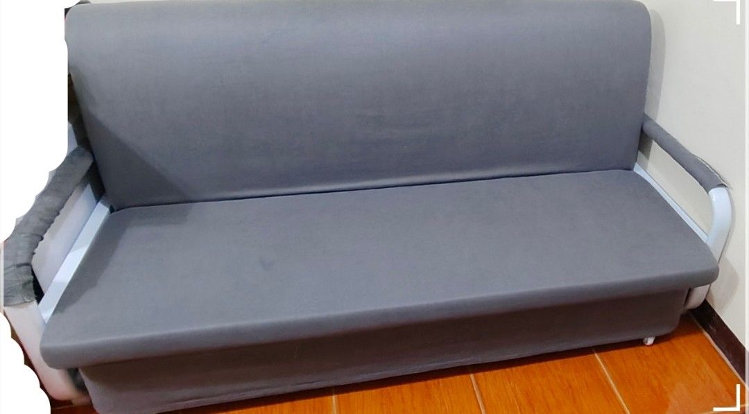 Sofa King Size Bed with Storage (Category: Sofas) located in Bacoor. Submitted by shopeeph01 (Listing ID 1323236671, Image 1). Description: Sofa Bed with storage Foldable 3 in 1 King Size Sofa Bed. It's a 4 seater sofa and king size bed in ONE, with storage. Slight used lang kaya super brand new. Never had issues. AS IS WHERE IS. Pickup by the buyer thru lalamove/transportify (payment shoulder by the buyer). For serious buyer only. For only Php 9