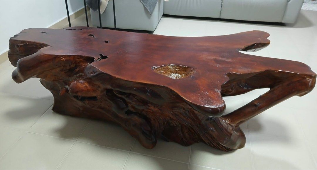 Solid wood Table (Category: Tables & Sets) located in Singapore. Submitted by shengie (Listing ID 1323113001, Image 2). Description: Self Collection Imported tree wood, brought at SGD 3K+. Refurbished with wood varnish..