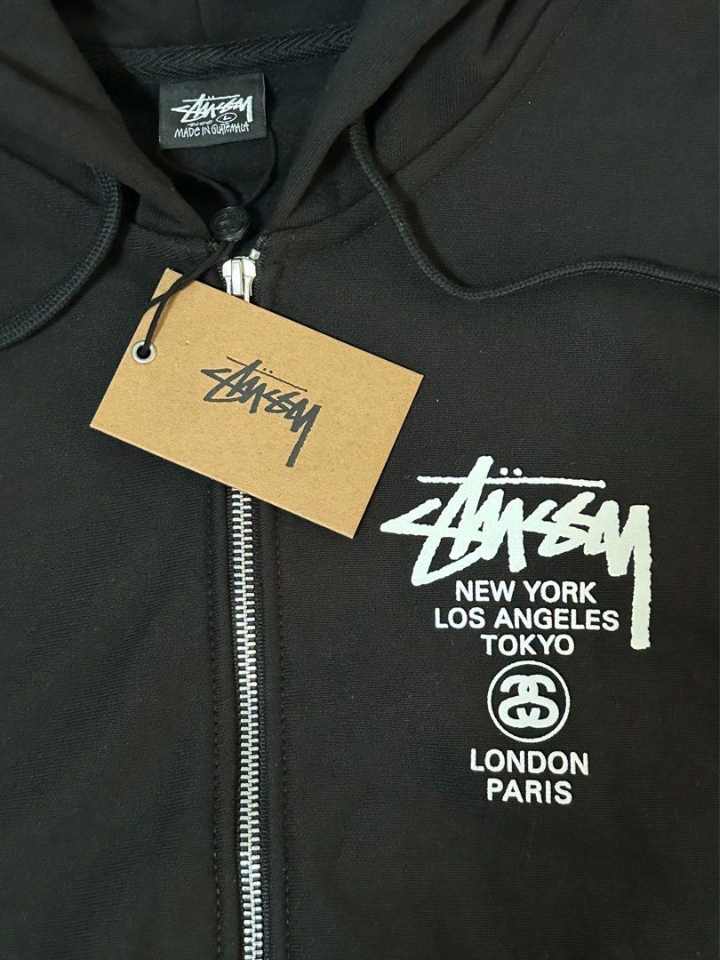 Stussy World Tour Zip Hoodie size L, Men's Fashion, Activewear on