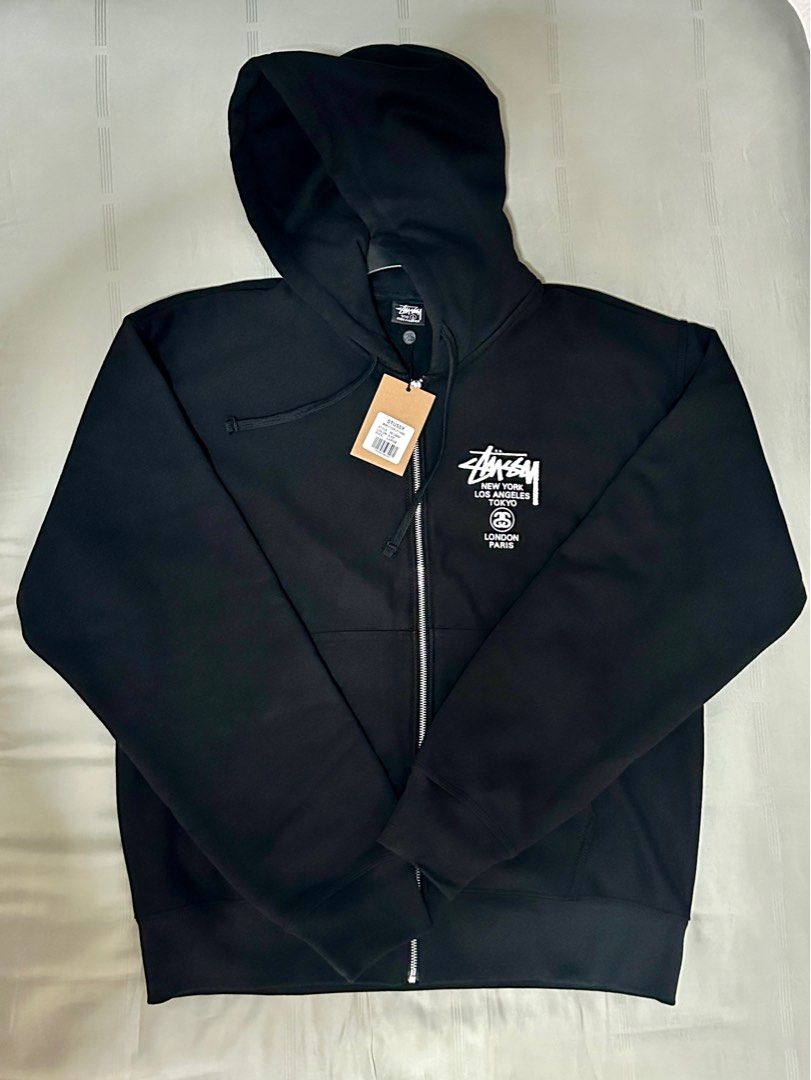 Stussy World Tour Zip Hoodie size L, Men's Fashion, Activewear on