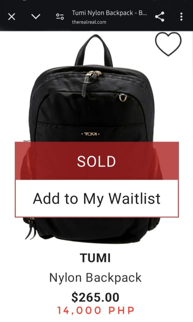 TUMI Nylon Backpack (Category: Backpacks) located in Bacolod City. Submitted by bt_ph (Listing ID 1323085308, Image 2). Description: Authentic TUMI nylon backpack 5 outer zipped compartment including with Laptop Compartment 4 inner compartments for main one, 1 zipped 3 inner compartments for front division Nylon material ykk zip Dimensions: 18 x 15 x 5 inches with free dust bag ***Thrifted.