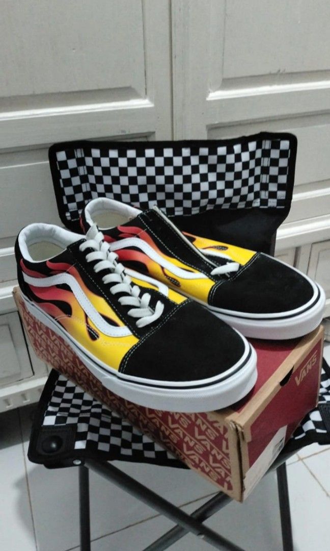 Vans old skool Flame Black kasut big size 13 us 12 uk 31 cm