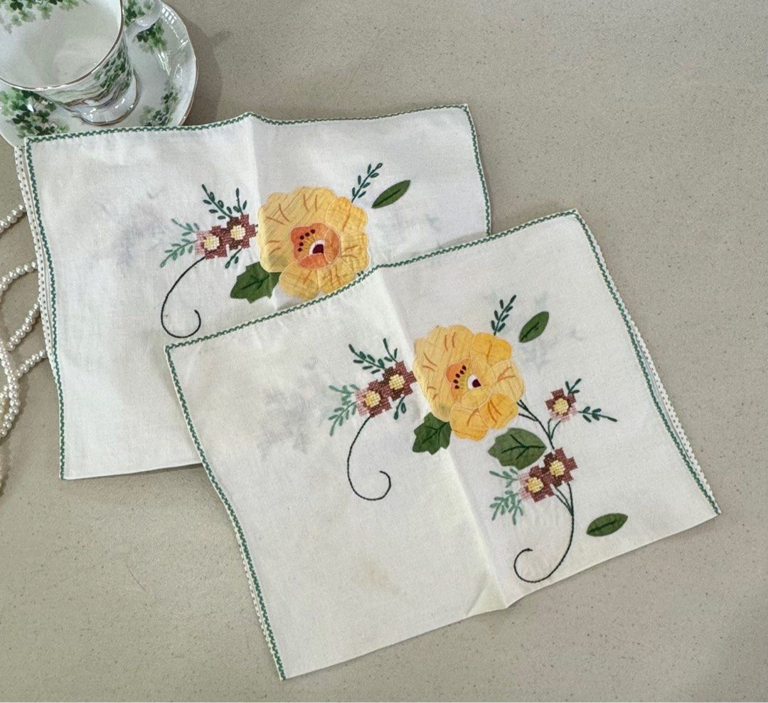 Vintage 2pcs Embroidered Doily (Category: Table Linen & Textiles) located in Quezon City. Submitted by meggoquingco (Listing ID 1323151876, Image 2). Description: .
