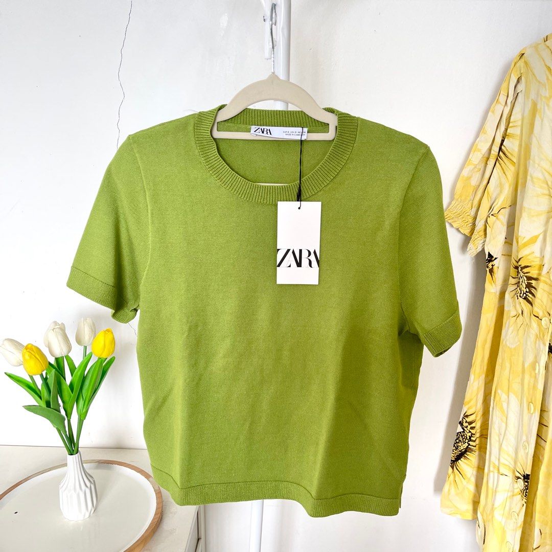 Zara Basic Plain Knit Top in Avocado Women s Fashion Tops Shirts on Carousell