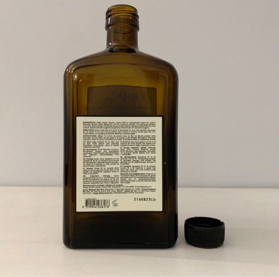 Aesop mouthwash empty glass bottle 500ml, Hobbies & Toys, Collectibles