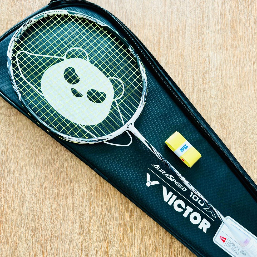 [Bundle] Brand New Victor Auraspeed 100X TUC Panda BWF Thomas & Uber Cup  Finals 2024 Limited Edition 4UG5 4U G5 Badminton Racket strung with VBS66N  