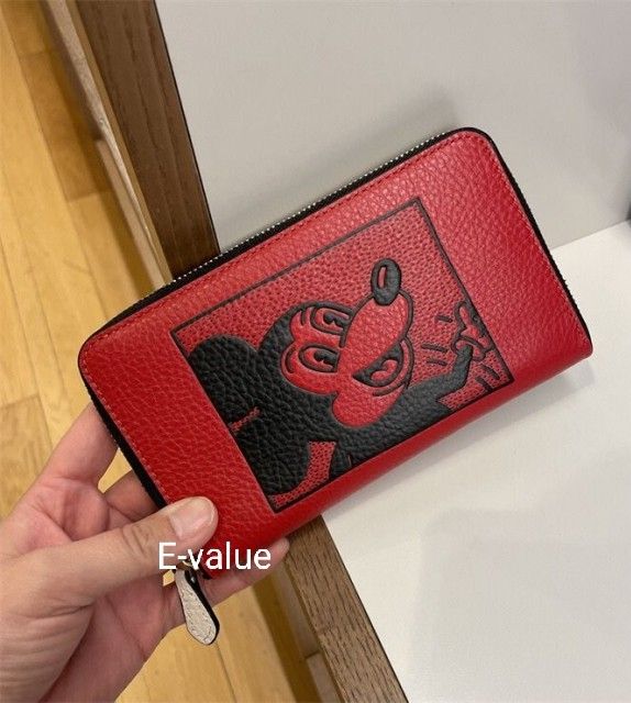 Online Coach Mickey Mouse Medium Red Blk Wallet