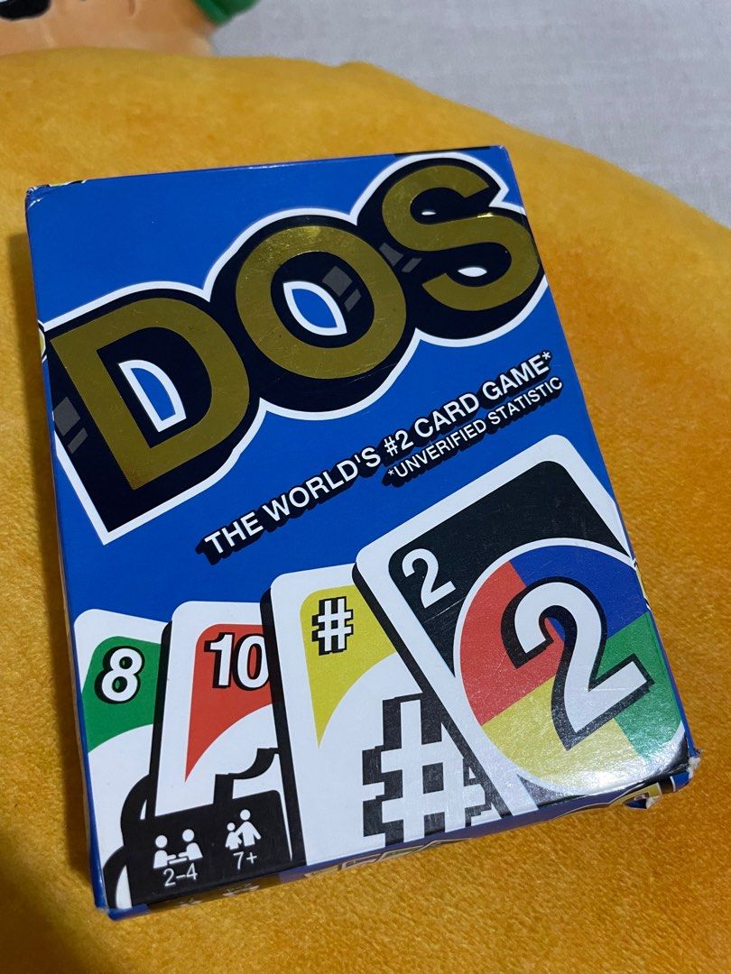 DOS card game (Category: Board Games & Puzzles) located in Quezon City. Submitted by kaylas__ (Listing ID 1324872623, Image 1). Description: Unlike UNO®, in DOS™ you primarily match numbers, but if you match colors as well you get a bonus! While in UNO®, you have one discard pile, in DOS™ you have at least two discard piles – sometimes more! And when you’re down to TWO cards, don’t forget to yell, “DOS!” Used but not abused Bought less than a yea
