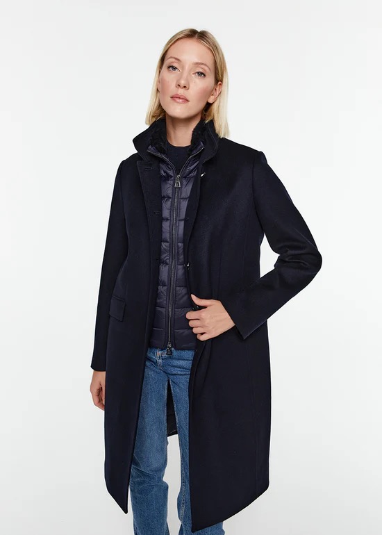 EDC by Esprit 2 in 1 wool winter jacket with turtleneck waist coat navy size UK8 Women s Fashion Coats Jackets and Outerwear on Carousell