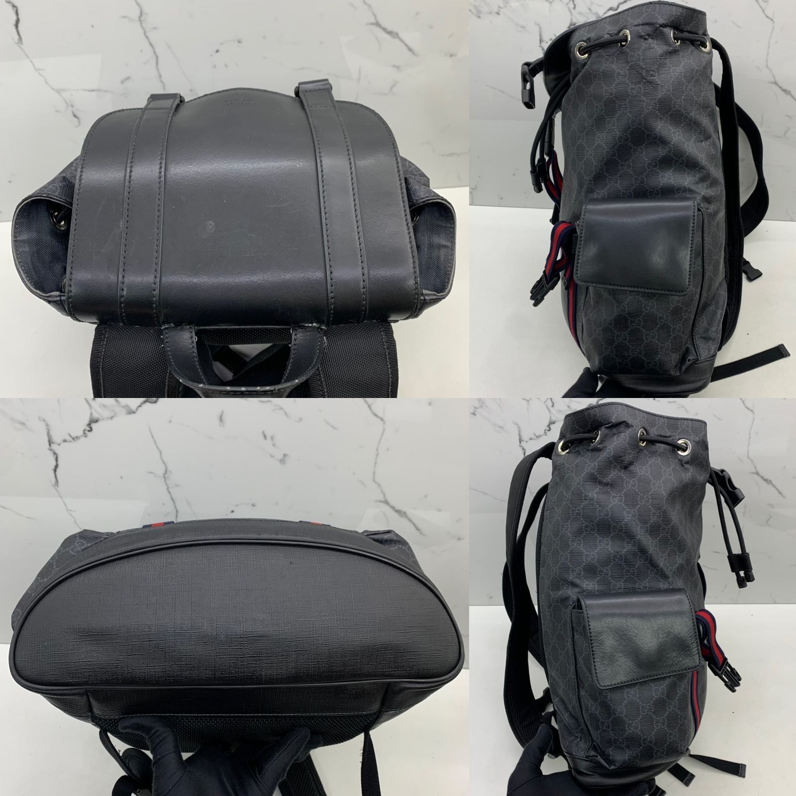 GUCCI 495563 GG SUPREME BLACK BACKPACK 247044577 HM
