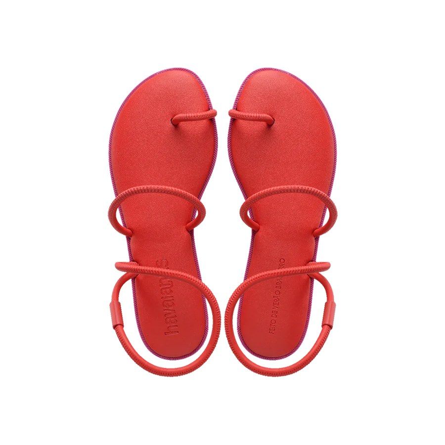 Havianas Una Pitanga Sandals (Category: Sandals) located in Singapore. Submitted by wandercrust (Listing ID 1324826550, Image 1). Description: Composition: Strap: 100% PU Elastic straps: Elastodiene + Polyester Insole: 100% PU Foam: 100% Polyurethane Sole: 100% Rubber Logo: 100% Zamak Special H-pattern on the sole.