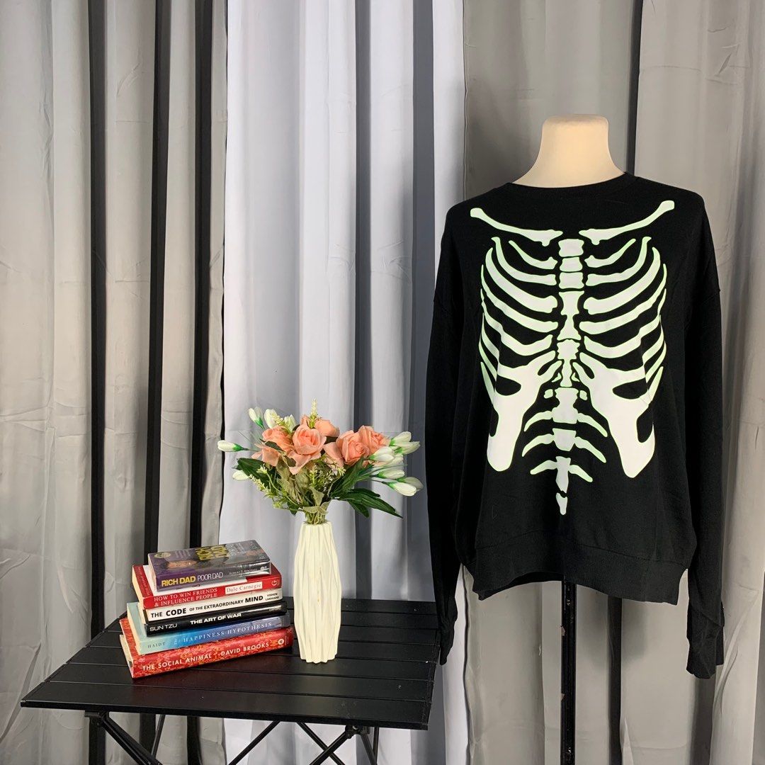 H M Skeleton Sweatshirt Women s Fashion Tops Longsleeves on Carousell