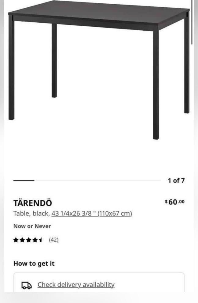 IKEA TÄRENDÖ TARENDO ダイニングテーブル IKEA Tarendo Black Table, Furniture & Home Living, Furniture