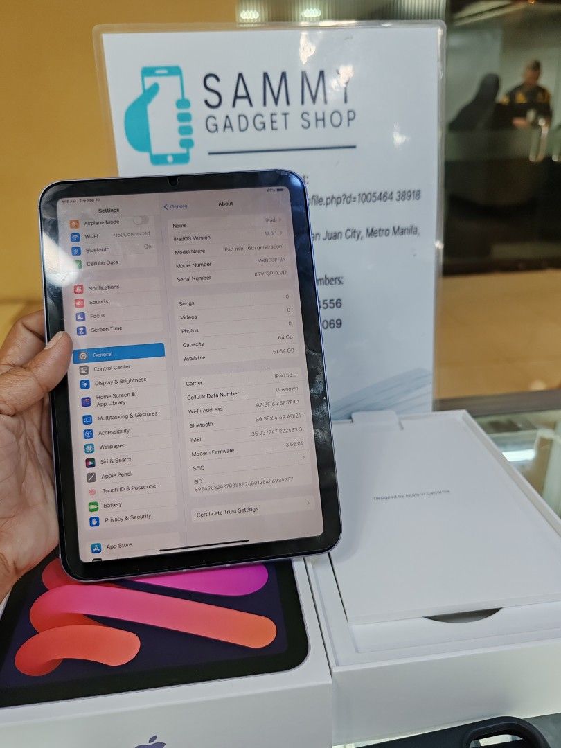 Ipad mini6 64 Wifi cellular good as new (Category: iPad) located in Quezon City. Submitted by ronalynac40976 (Listing ID 1324826936, Image 2). Description: Ipad mini6 64gig Wifi/Cellular good as new with box, same imei, charger good condition pick up store in greenhills shopping center We ship nationwide via lbc +SF We accept swap/trade in We accept ggives & spaylater We accept creditcard installment+% dm or call for fast transaction 09279500069/