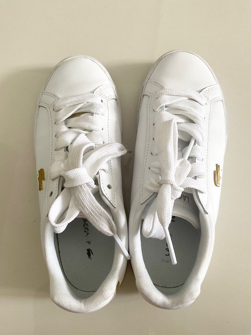 Lacoste Lerond Pro Leather Colorblock Sneakers in 25cm White Gold Women s Fashion Footwear Sneakers on Carousell