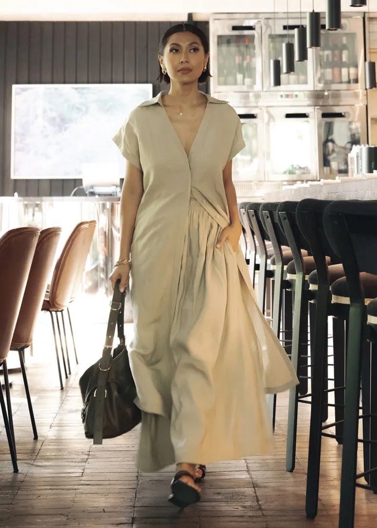 Love Bonito Suri Classic Linen Belted Shirt Dress, Women's Fashion