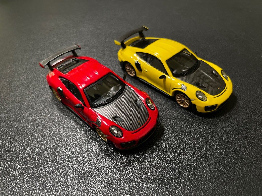 Mini GT Porsche 911 GT2 RS (#160 & #136) (Guards Red & Racing Yellow),  Hobbies & Toys, Toys & Games on Carousell