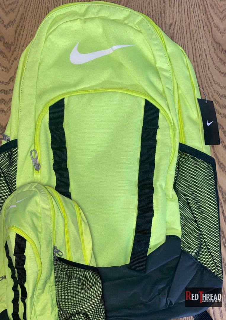 neon green nike mesh backpack Bolt ergonomically shaped shoulder straps are adjustable for a comfortable fit Lime Green Nike Bookbag -