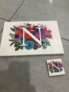 Papemelroti Burst of Color N Monogram wall hanging and matching magnet