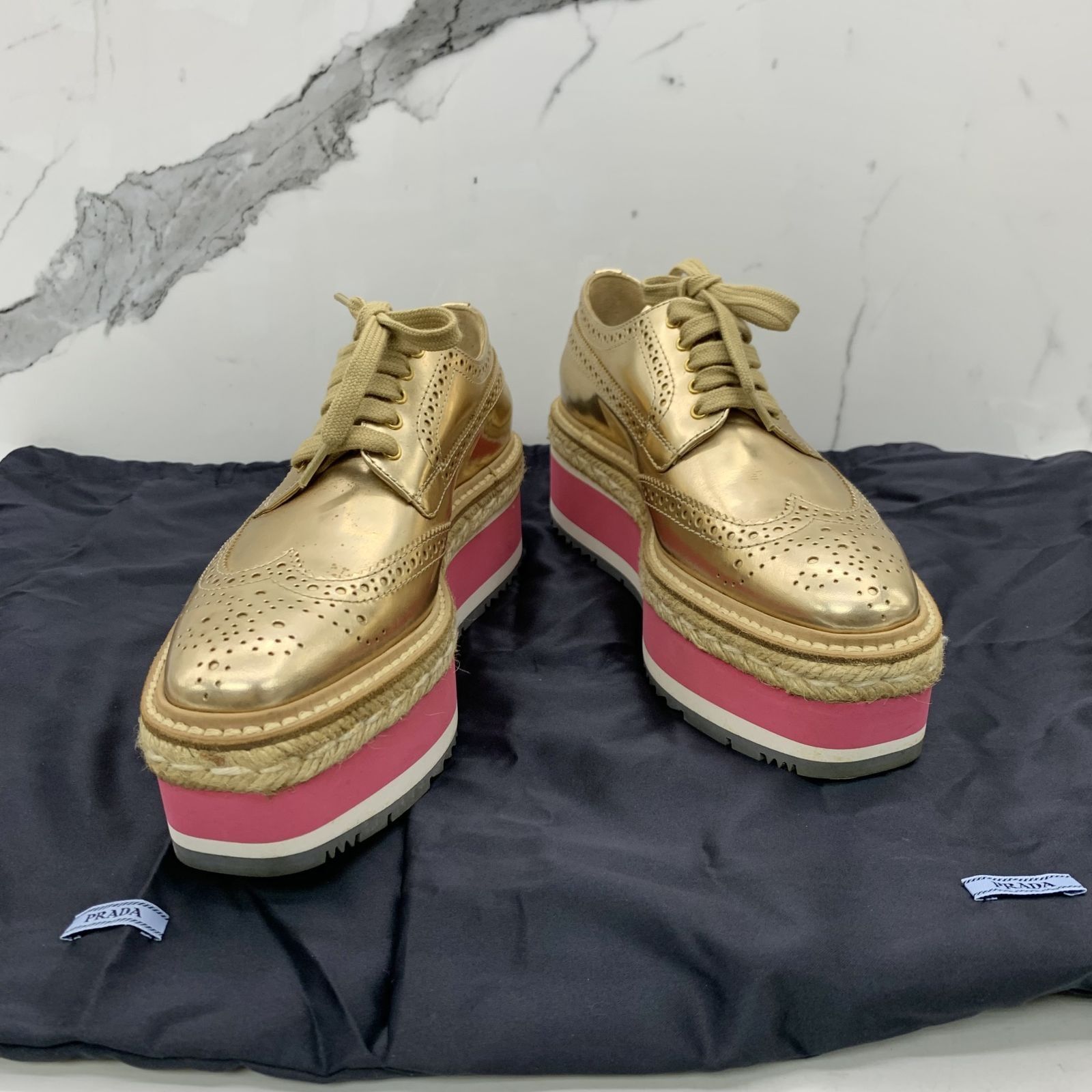 Prada gold sneakers outlet