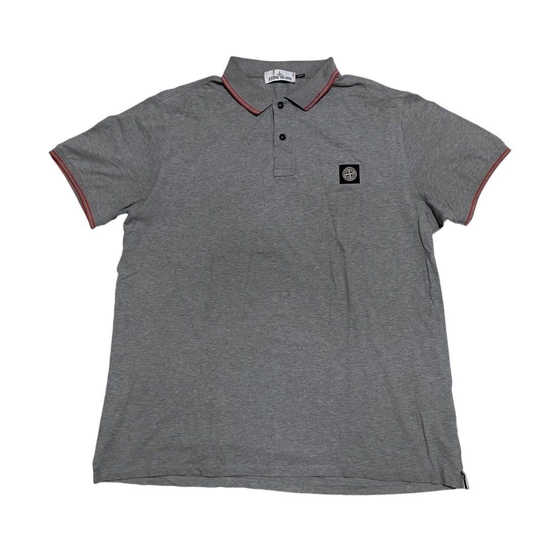 Stone island slim fit grey polo shirt