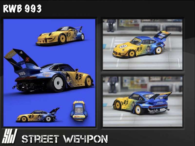 PORSCHE RWB 993 Dragon Ball - Vegeta 1:64 Street Weapon - Neuf