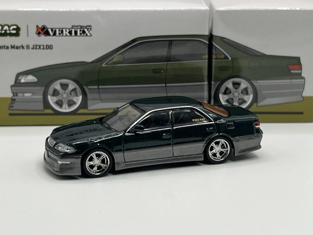 Tarmac Vertex 1/64 Toyota Mark II JZX100 Diecast Car Dark Green ...