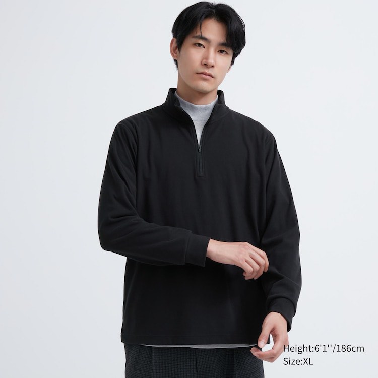 UNIQLO stretch fleece half zip t shirt Men s Fashion Coats Jackets and Outerwear on Carousell