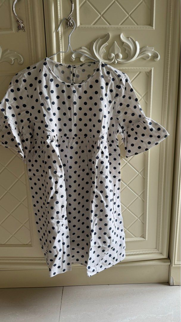 Zara Trf Polcadote Mini Dress, Fesyen Wanita, Pakaian Wanita, Gaun