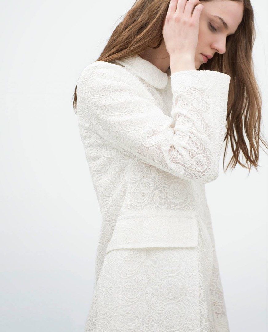 ZARA WHITE LACE JACKET Women s Fashion Coats Jackets and Outerwear on Carousell