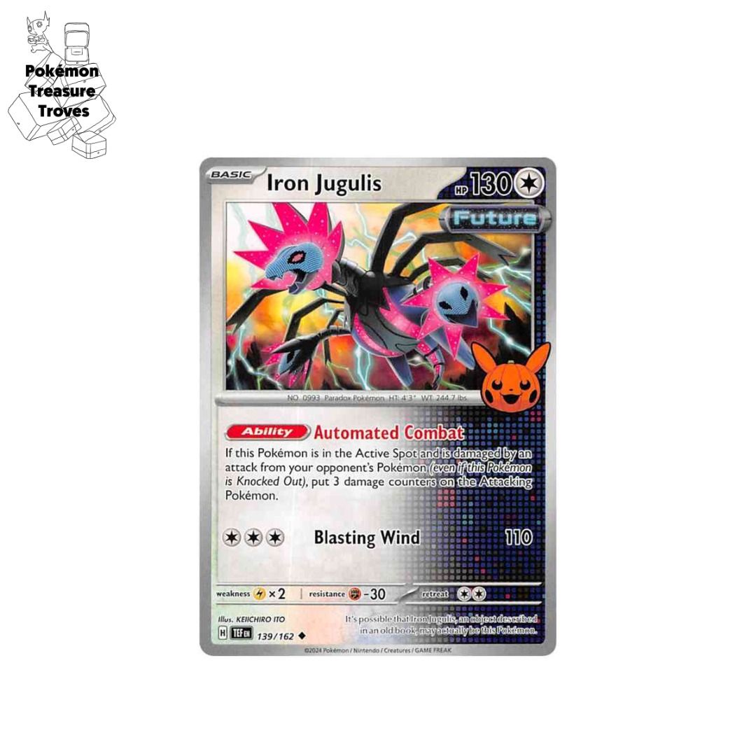 0.50] Pokemon Temporal Forces Iron Jugulis Halloween Stamp Card, Hobbies &  Toys, Toys & Games on Carousell