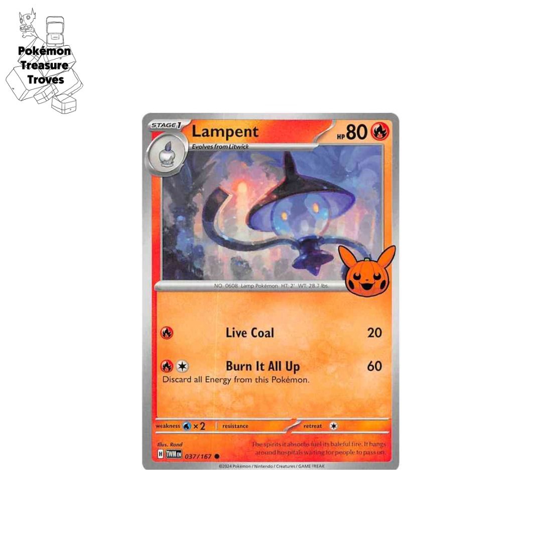 0.50] Pokemon Twilight Masquerade Lampent Halloween Stamp Card, Hobbies &  Toys, Toys & Games on Carousell