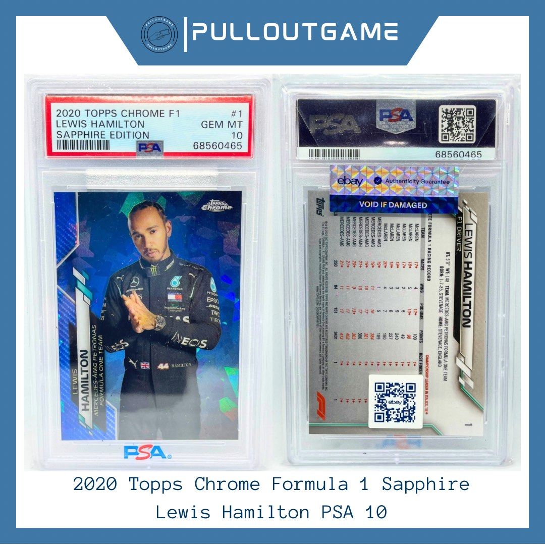 Carte Sportive Lewis Hamilton 2020 Topps Chrome Sapphire #1 - Notée PSA 10 - Collector !
