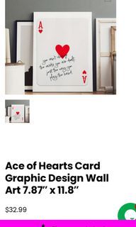 Ace of heart card graphic design wall