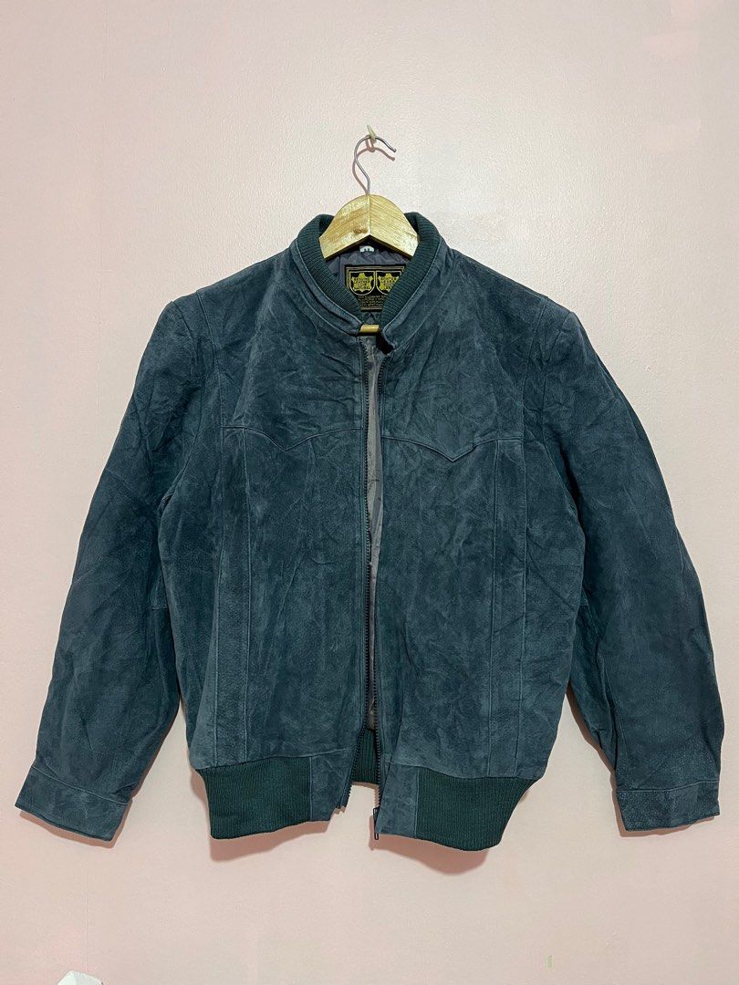 Airforce Blue Leather Jacket Men s Fashion Coats Jackets and Outerwear on Carousell