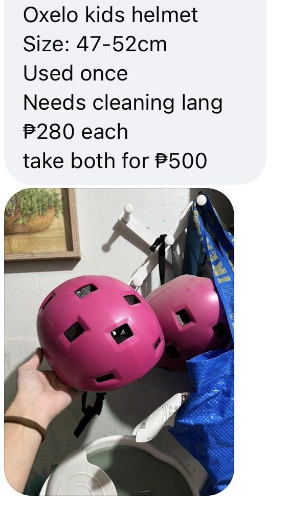 Bike Helmet for kids (Category: Bicycles) located in Quezon City. Submitted by geeianbr (Listing ID 1325072028, Image 1). Description: Description in the photo already.