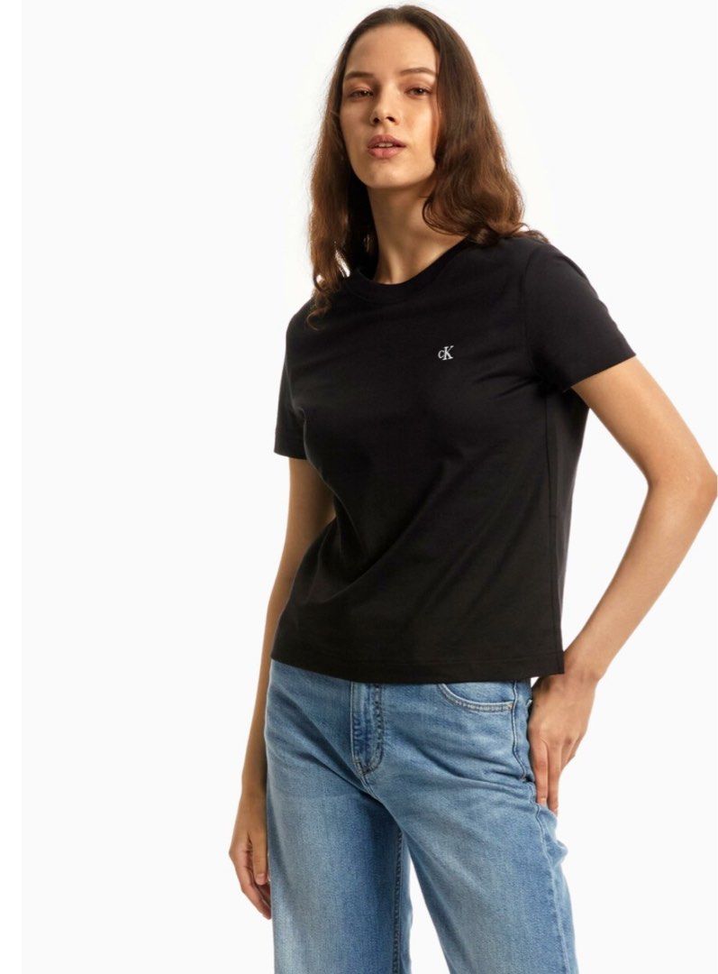 Calvin Klein basic black tee shirt t shirt Women s Fashion Tops Blouses on Carousell