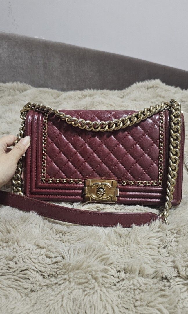 Chanel boy bag antique gold hardware online