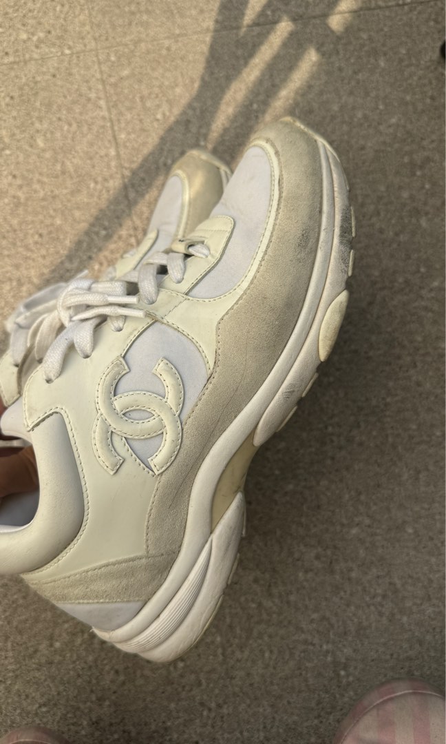 Chanel Triple white sneakers Luxury Sneakers Footwear on Carousell