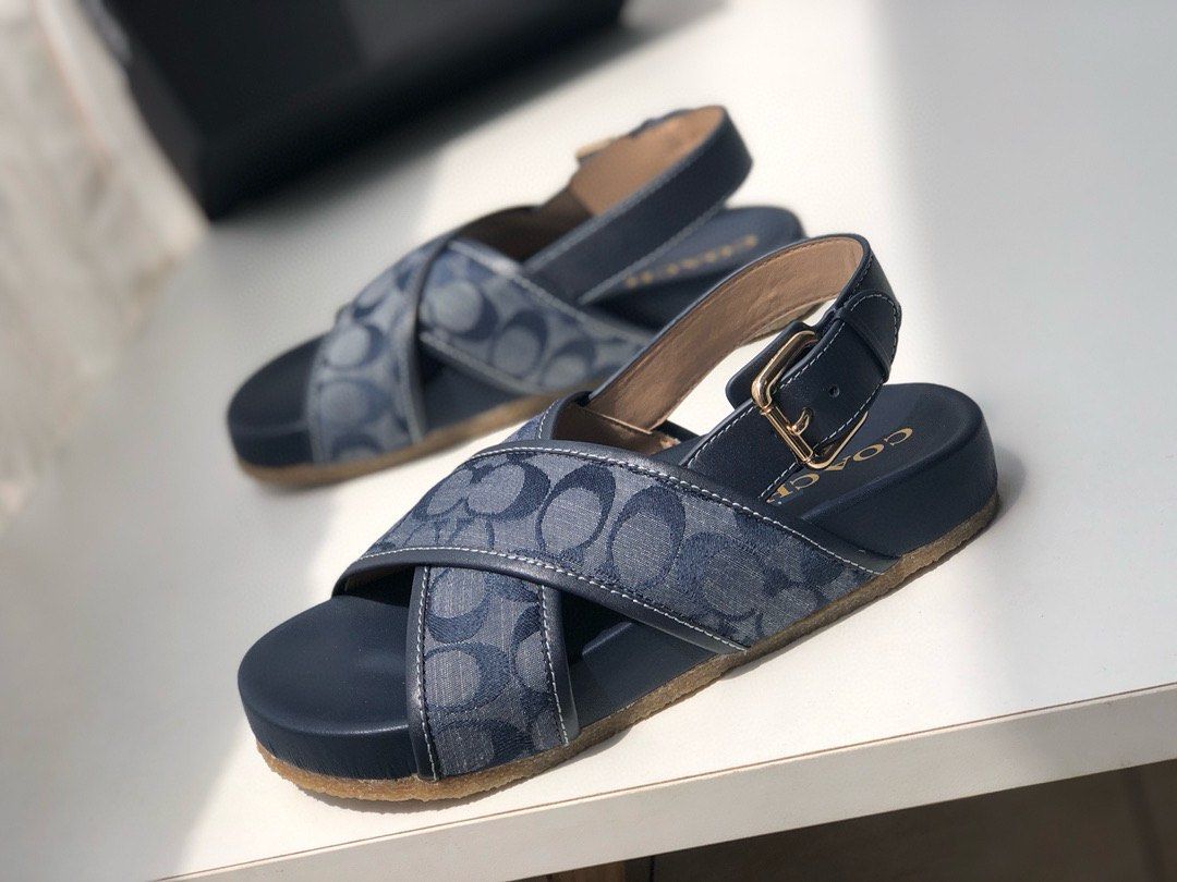 Coach denim monogram sandals slippers shoes 35 39