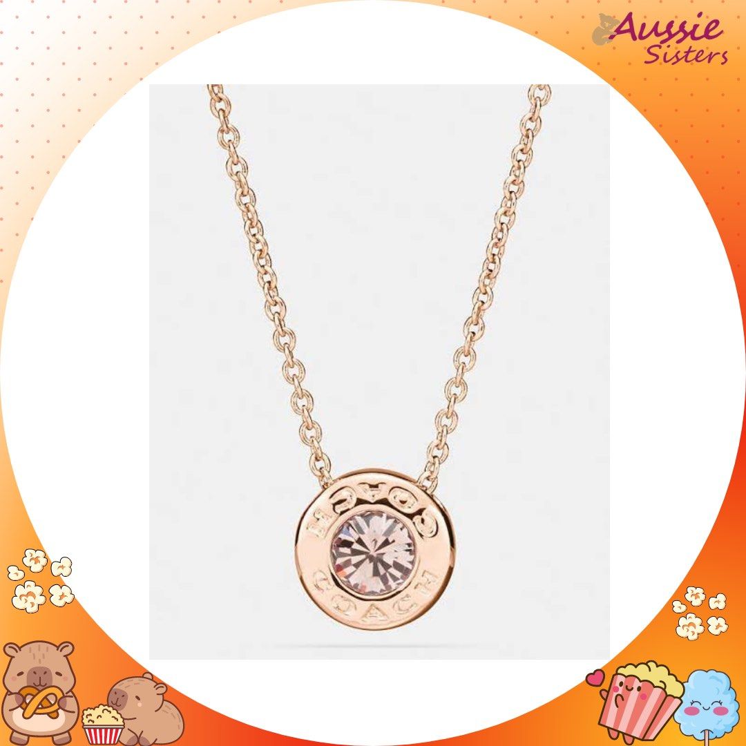 Coach open circle stone strand necklace top